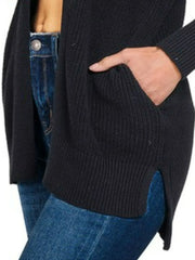 Zenana Eyelet Open Sweater Cardigan with Pockets OutfitFlow