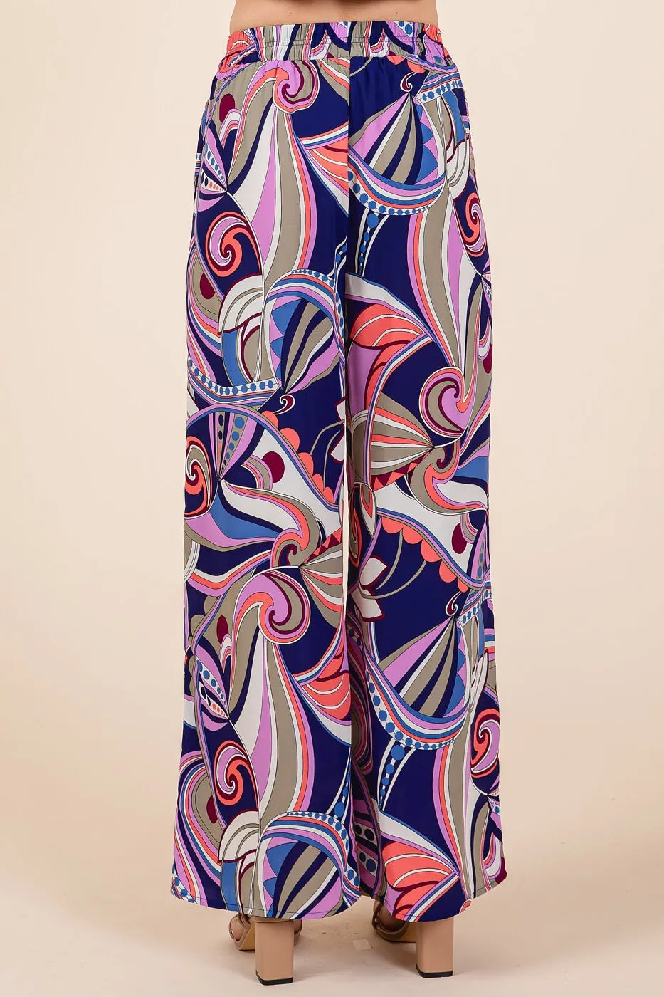 Mittoshop Abstract Print Elastic Waist Wide Leg Pants OutfitFlow
