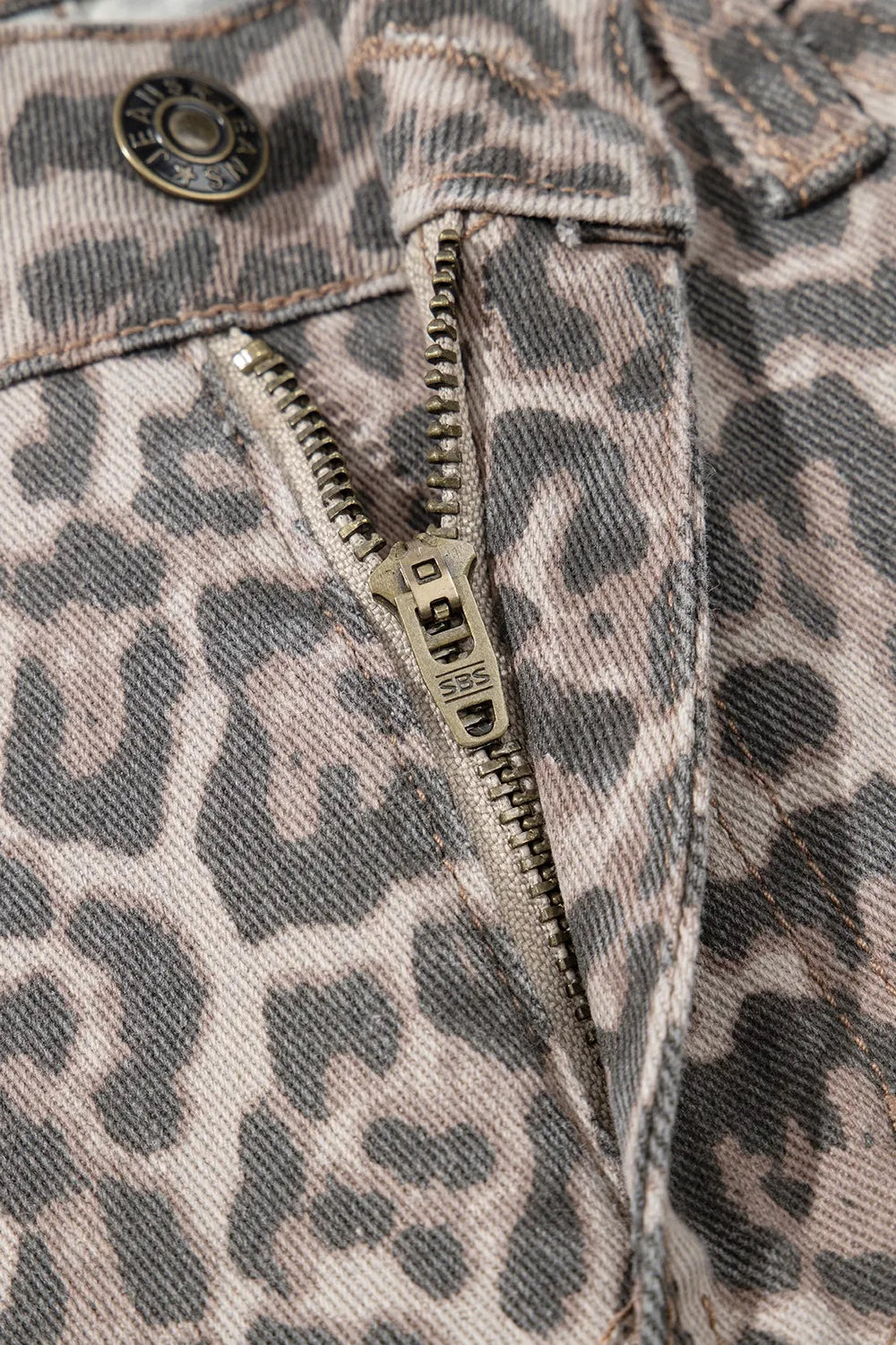 Leopard Frayed Edge Wide Leg High Waist Jeans OutfitFlow