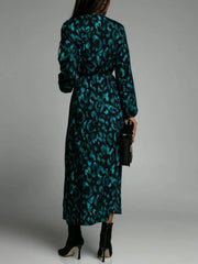 Printed Surplice Long Sleeve Midi Dress OutfitFlow