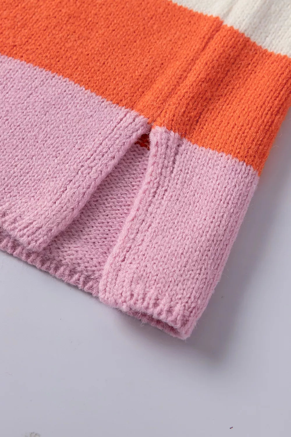 V-Neck Striped Color Block Knit Top OutfitFlow