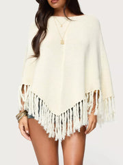 Fringe Cape Sleeve Sweater OutfitFlow