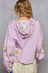 POL Raw Hem Floral Print Cropped Hooded Jacket OutfitFlow
