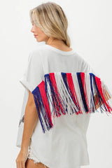 BiBi American Flag Sequin Ribbon T-Shirt OutfitFlow