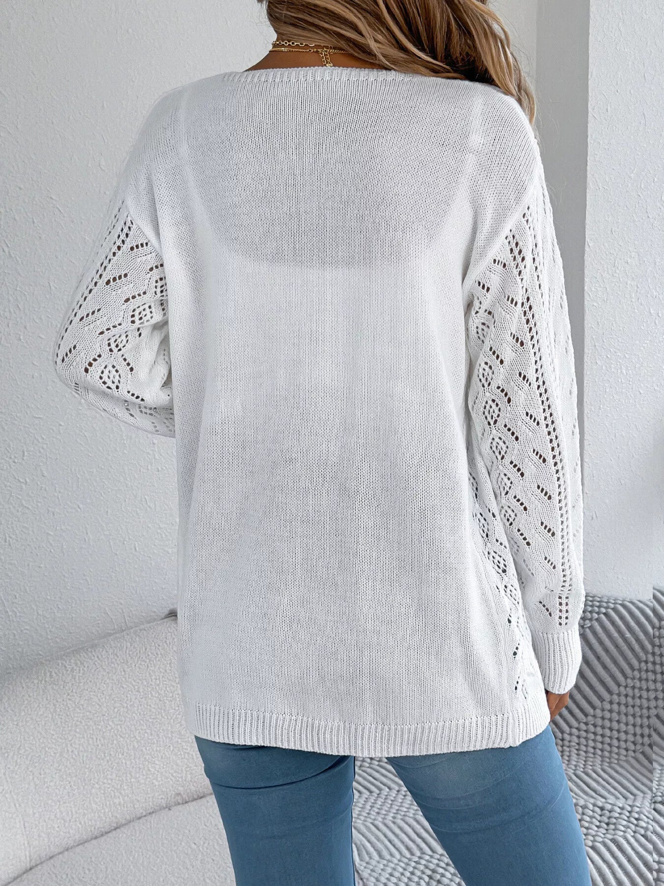 Openwork Open Front Cardigan OutfitFlow