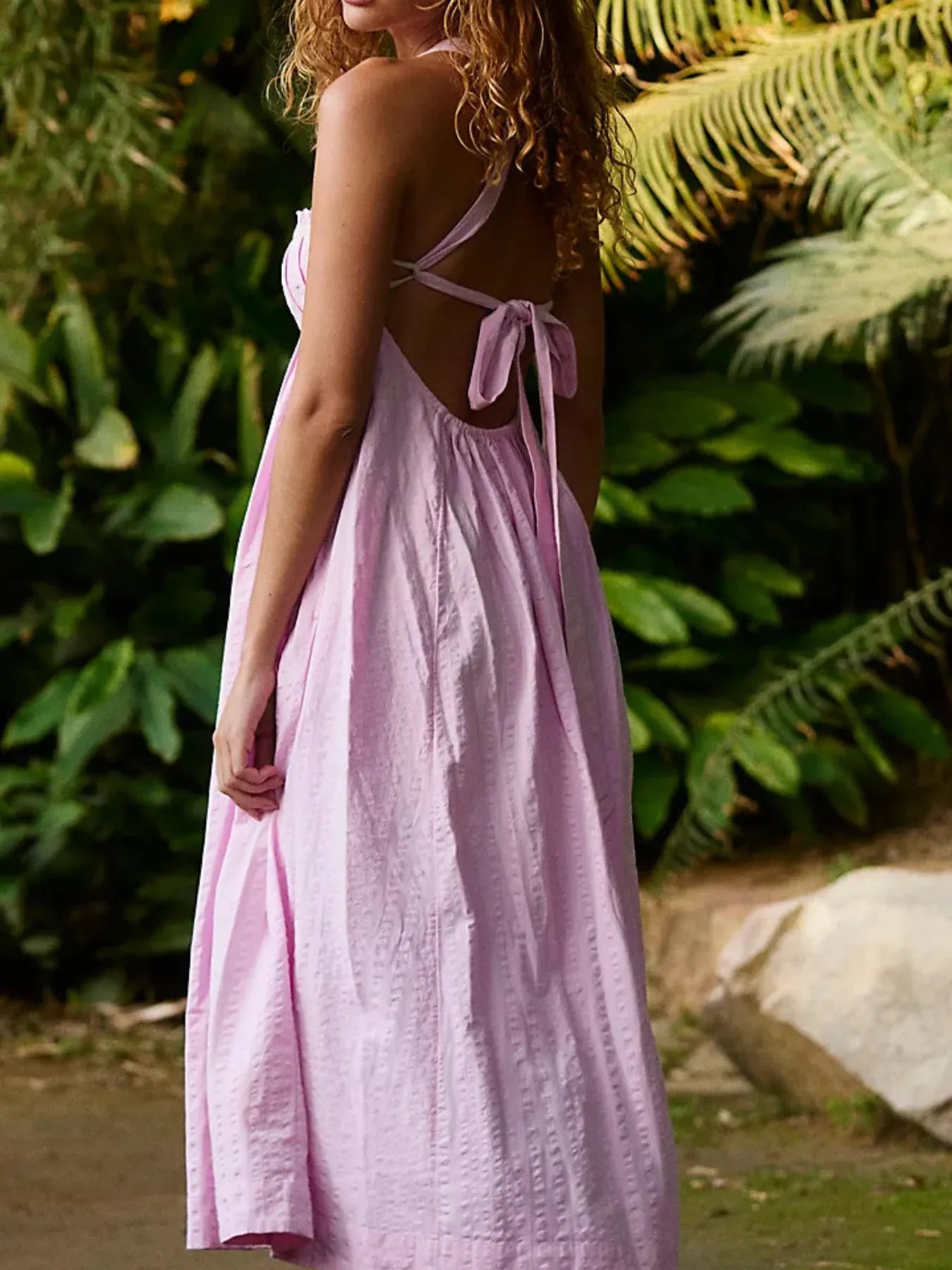 Sweetheart Neck Midi Dress Purple OutfitFlow