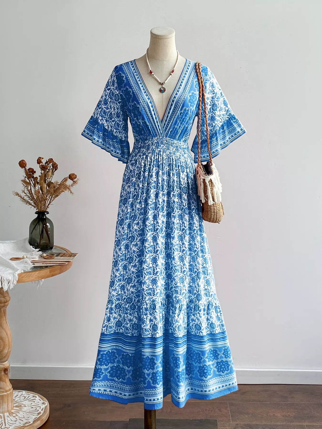 Floral Print Flounce Sleeve Dress OutfitFlow