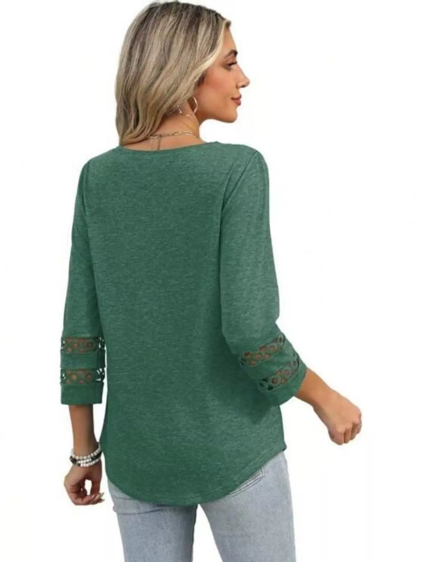 Full Size V-Neck 3/4 Sleeve T-Shirt Plus Size OutfitFlow