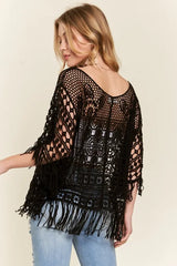 ADORA Fringe Hem Crochet Top OutfitFlow