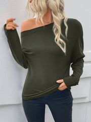 Single Shoulder Long Sleeve T-Shirt OutfitFlow