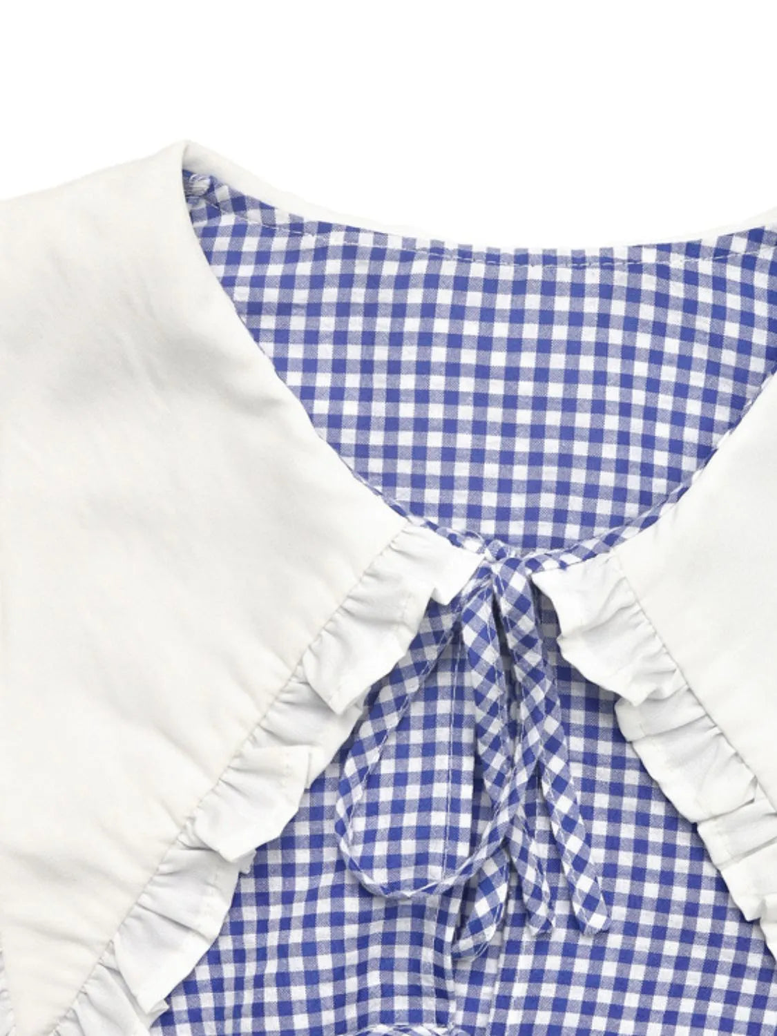 Tie Front Plaid Flounce Sleeve Blouse OutfitFlow