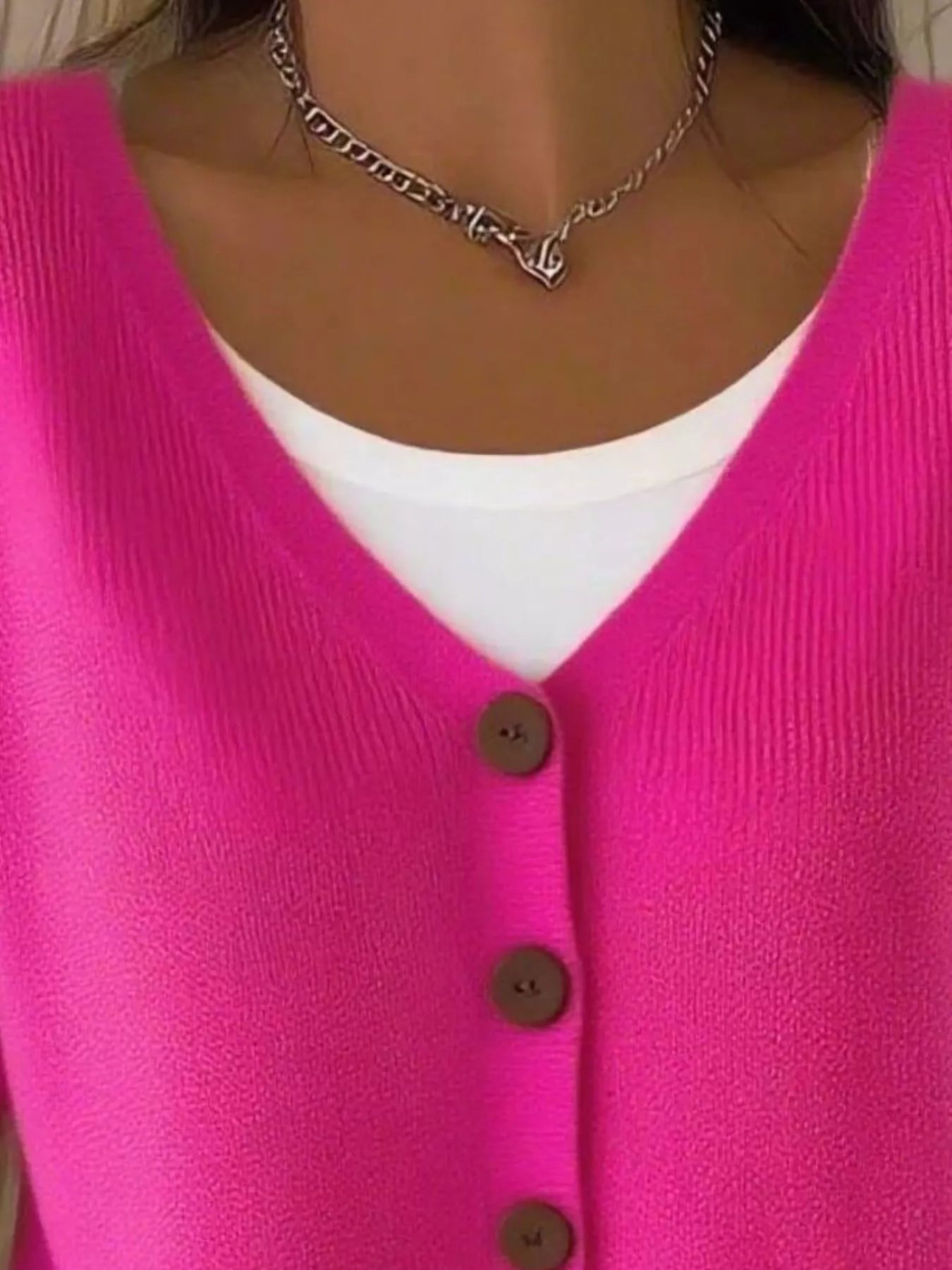 Full Size V-Neck Button-Down Knit Cardigan Plus Size OutfitFlow