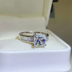 3 Carat Moissanite 925 Sterling Silver Square Shape Ring OutfitFlow