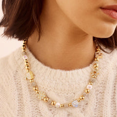 Outfit Flow - Rhinestone 14K Gold-Plated Beaded Necklace