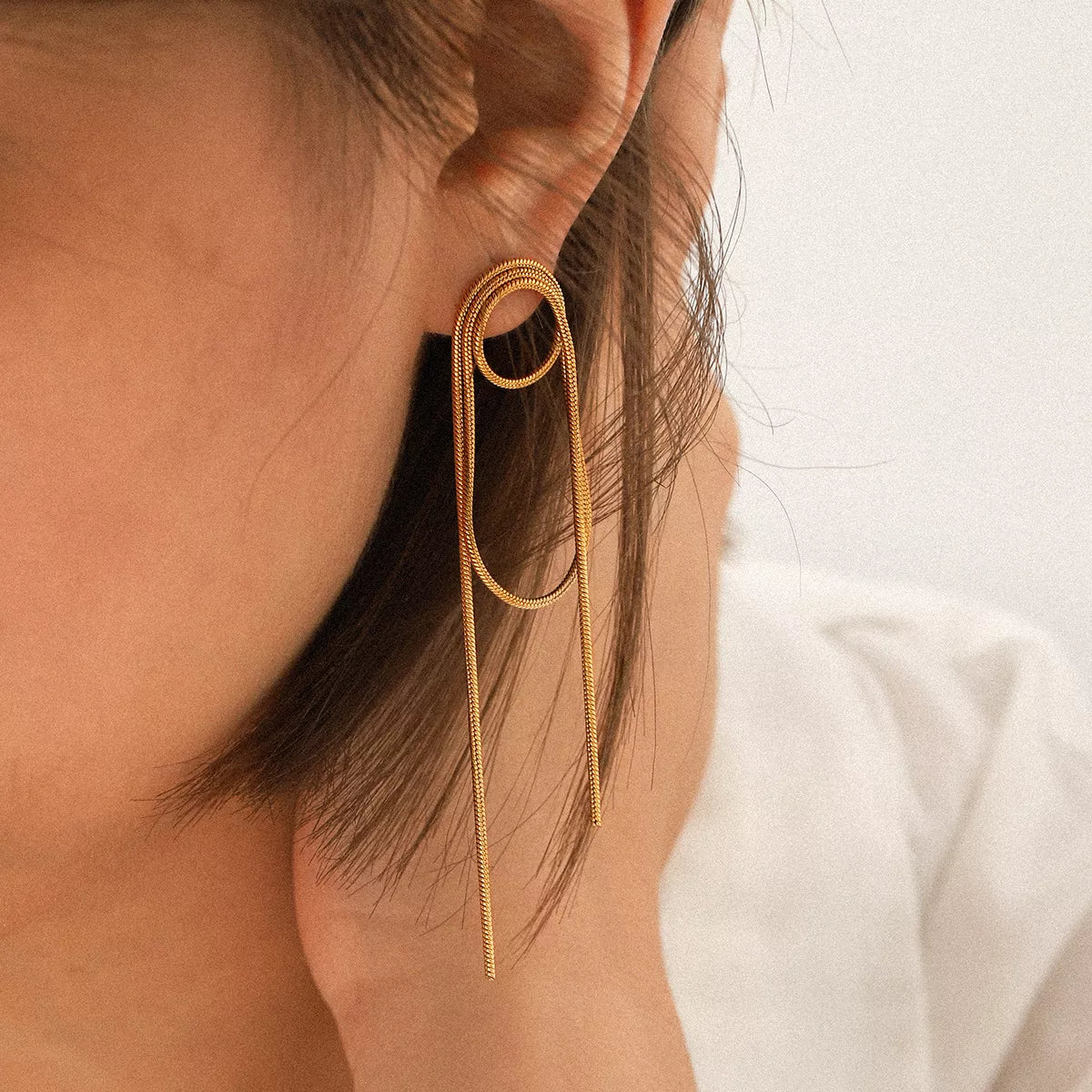 18K Gold-Plated Hoop Chain Earrings OutfitFlow