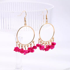 18K Gold-Plated Hoop Earrings with Tassel Beads OutfitFlow