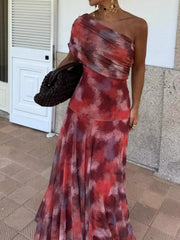 Printed Short Sleeve Maxi Dress OutfitFlow