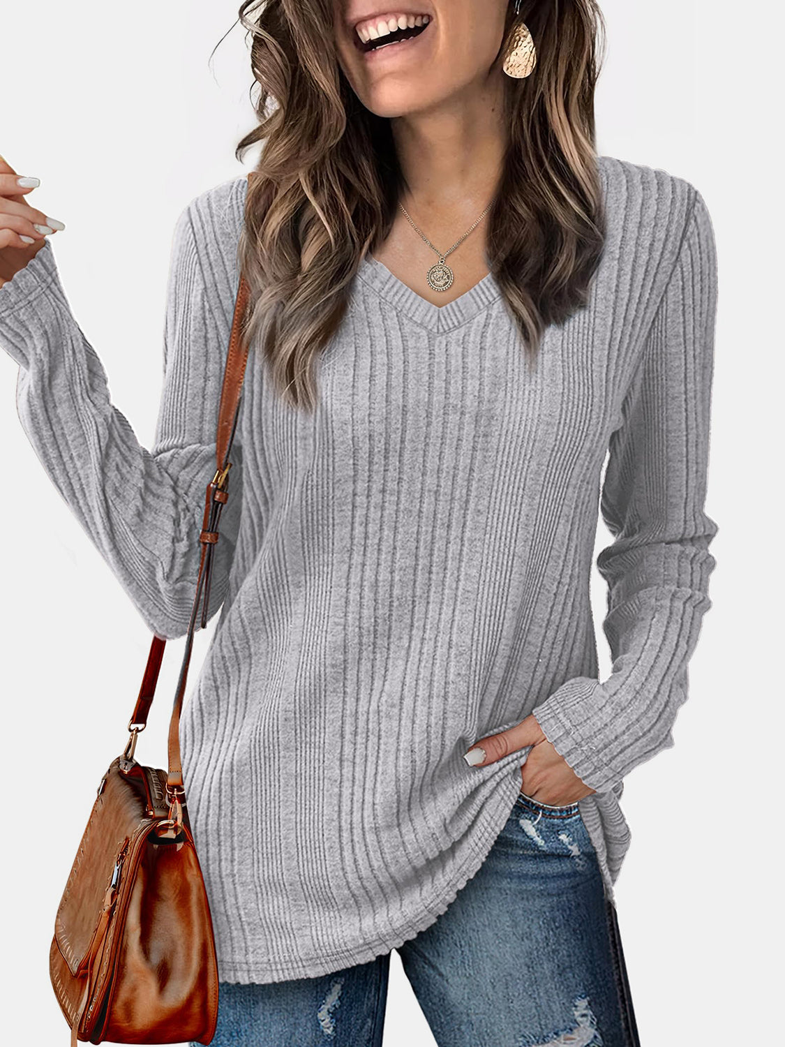 Outfit Flow - V-Neck Long Sleeve T-Shirt