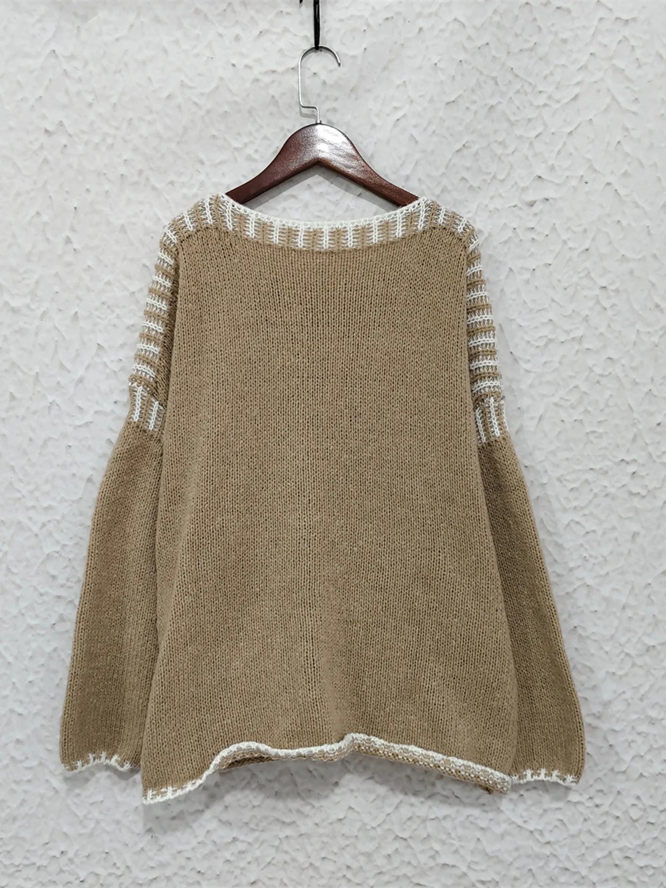 Contrast Trim Oversized Sweater OutfitFlow