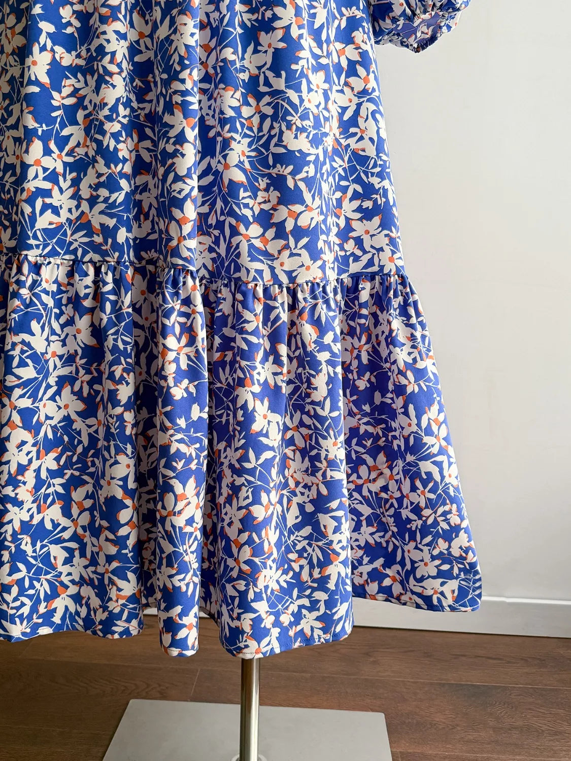 Plus Size Floral Print V-Neck Long Sleeve Maxi Dress Trendsi