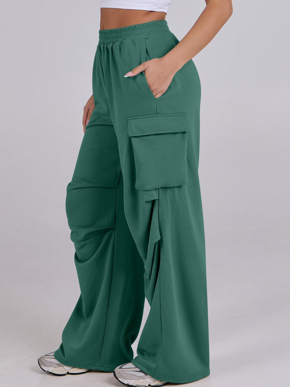 Outfit Flow - Elastic Waist Wide Leg Pants with Pockets