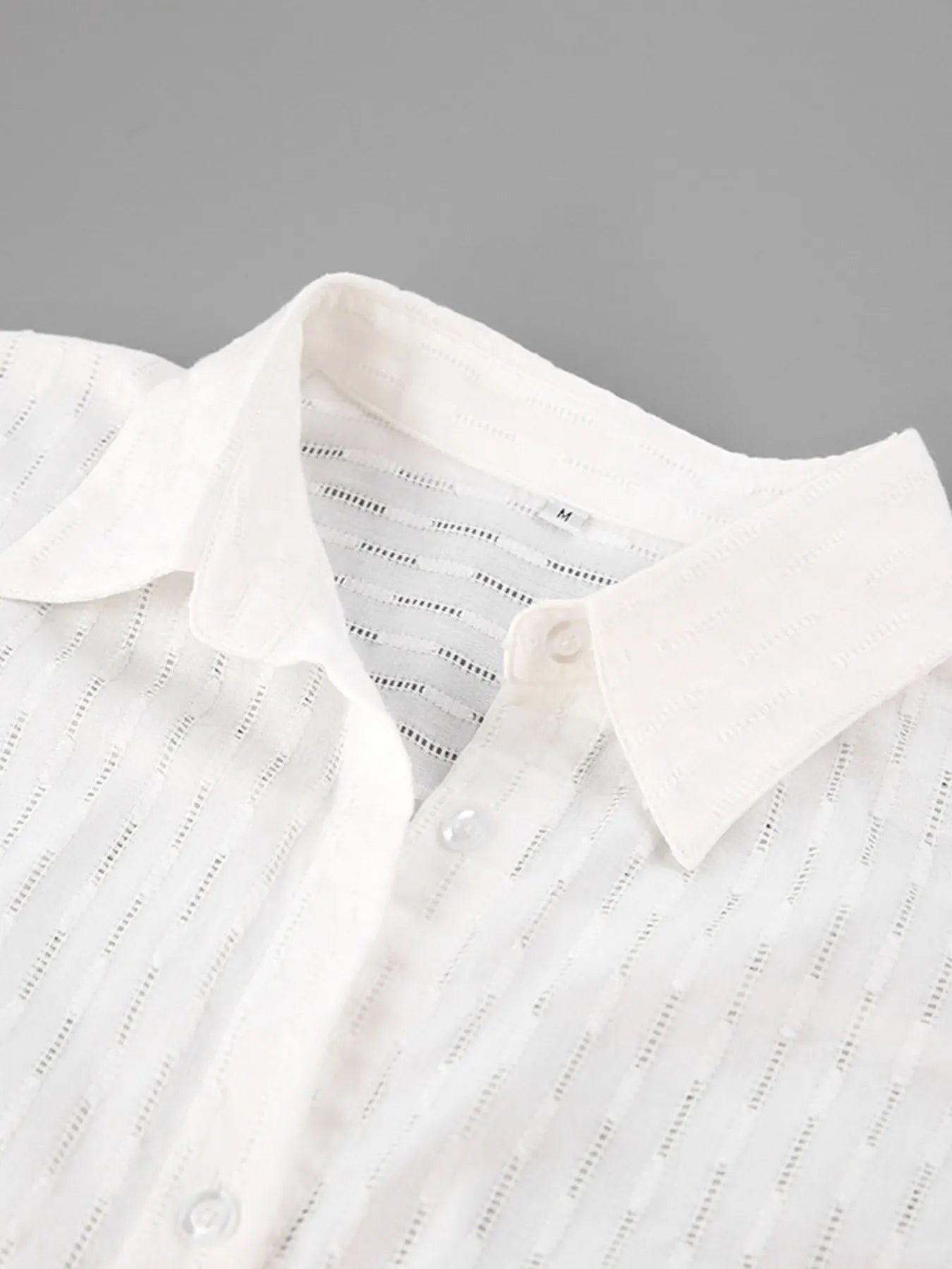 Textured Button-Up Shirt and Shorts Set OutfitFlow