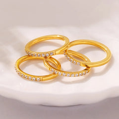 Titanium Steel Inlaid Zircon Ring OutfitFlow