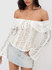 Off-Shoulder Lace Blouse OutfitFlow
