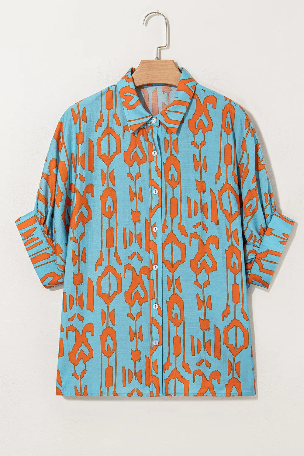 Abstract Print Dolman Short Sleeve Western Loose Shirt OutfitFlow