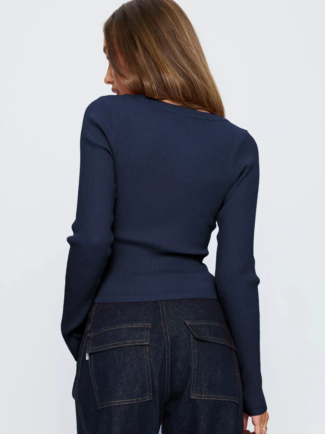 Ribbed Knit Button-Down Cardigan Trendsi