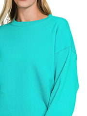 Zenana Fleece Crewneck Long Sleeve Sweatshirt OutfitFlow