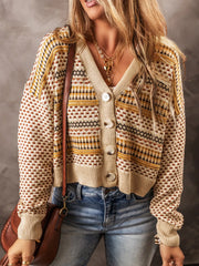 Vintage Patterned Button-Down Cardigan Trendsi