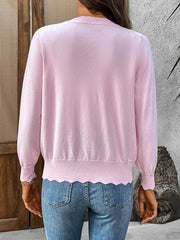 Ribbed Edge Button-Up Knit Cardigan OutfitFlow