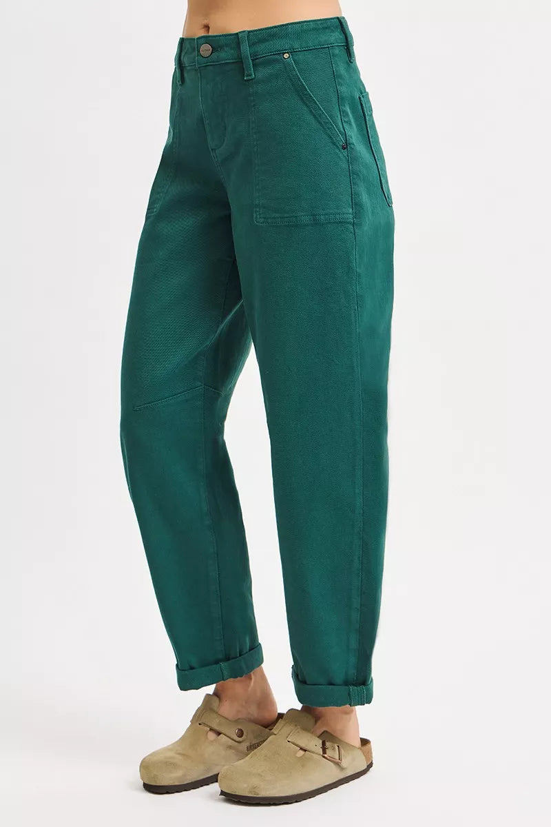 RISEN High Rise Ankle Cuffed Barrel Pants OutfitFlow