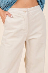 Mittoshop Corduroy Back Elastic Waist Pants Bone OutfitFlow