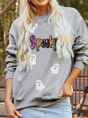 Halloween Spooky Ghost Sequin Sweatshirt OutfitFlow
