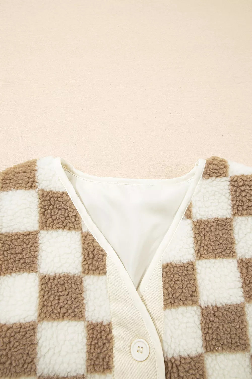 Checkered Sherpa Oversized Button Up Jacket Trendsi