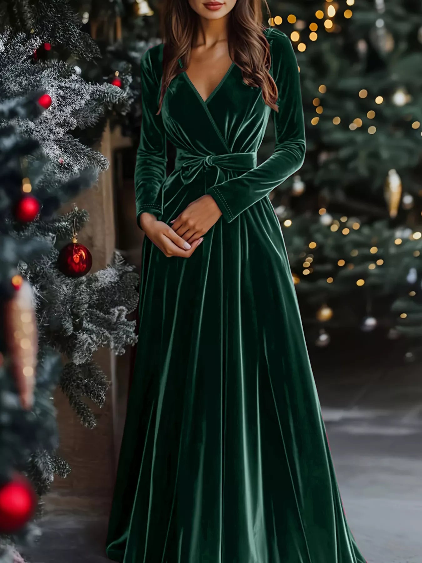 Velvet Long Sleeve Maxi Dress OutfitFlow