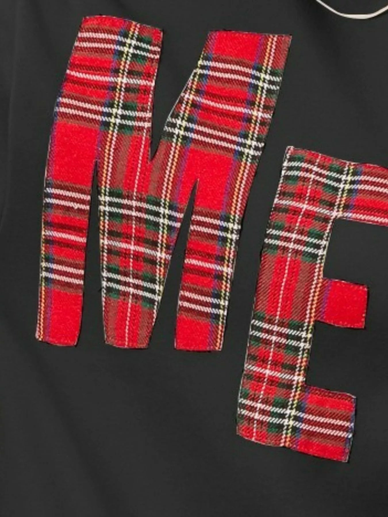 BiBi Plaid Merry Lettering Christmas Fleece Sweatshirt OutfitFlow