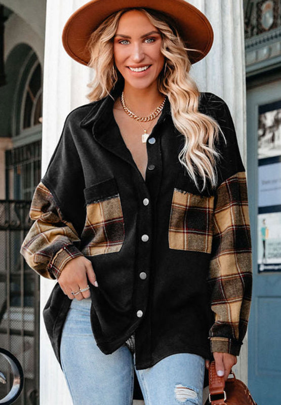 Outfit Flow - Plaid Button Up Jacket with Chest Pockets