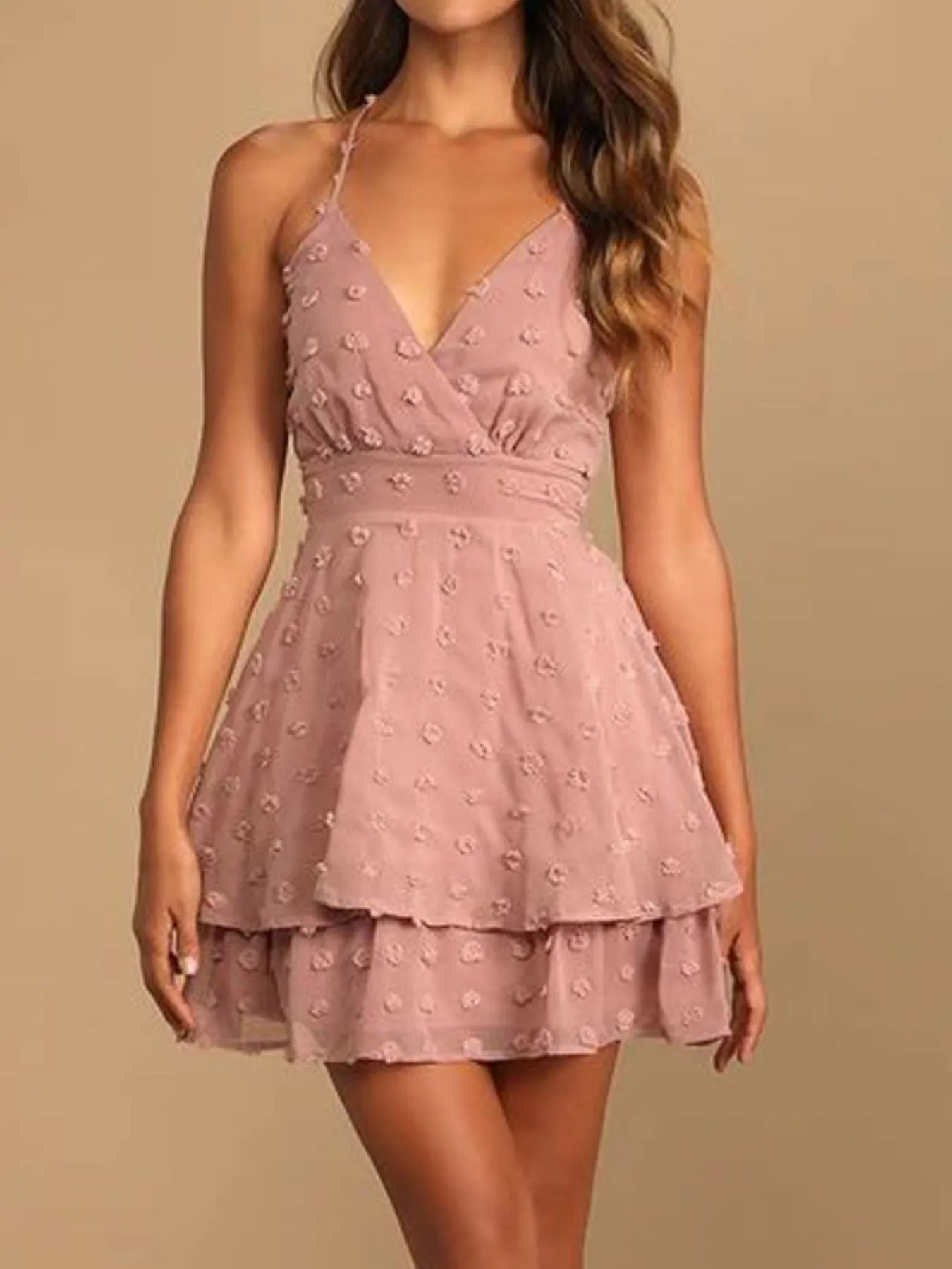 Swiss Dot V-Neck Cami Dress OutfitFlow