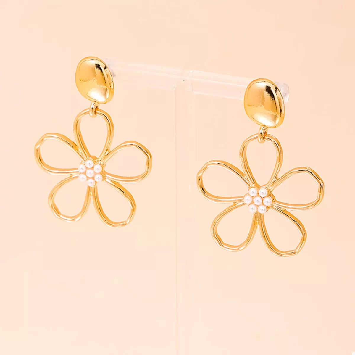 Alloy Flower Drop Earrings Gold onesize OutfitFlow