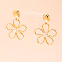 Alloy Flower Drop Earrings Gold onesize OutfitFlow