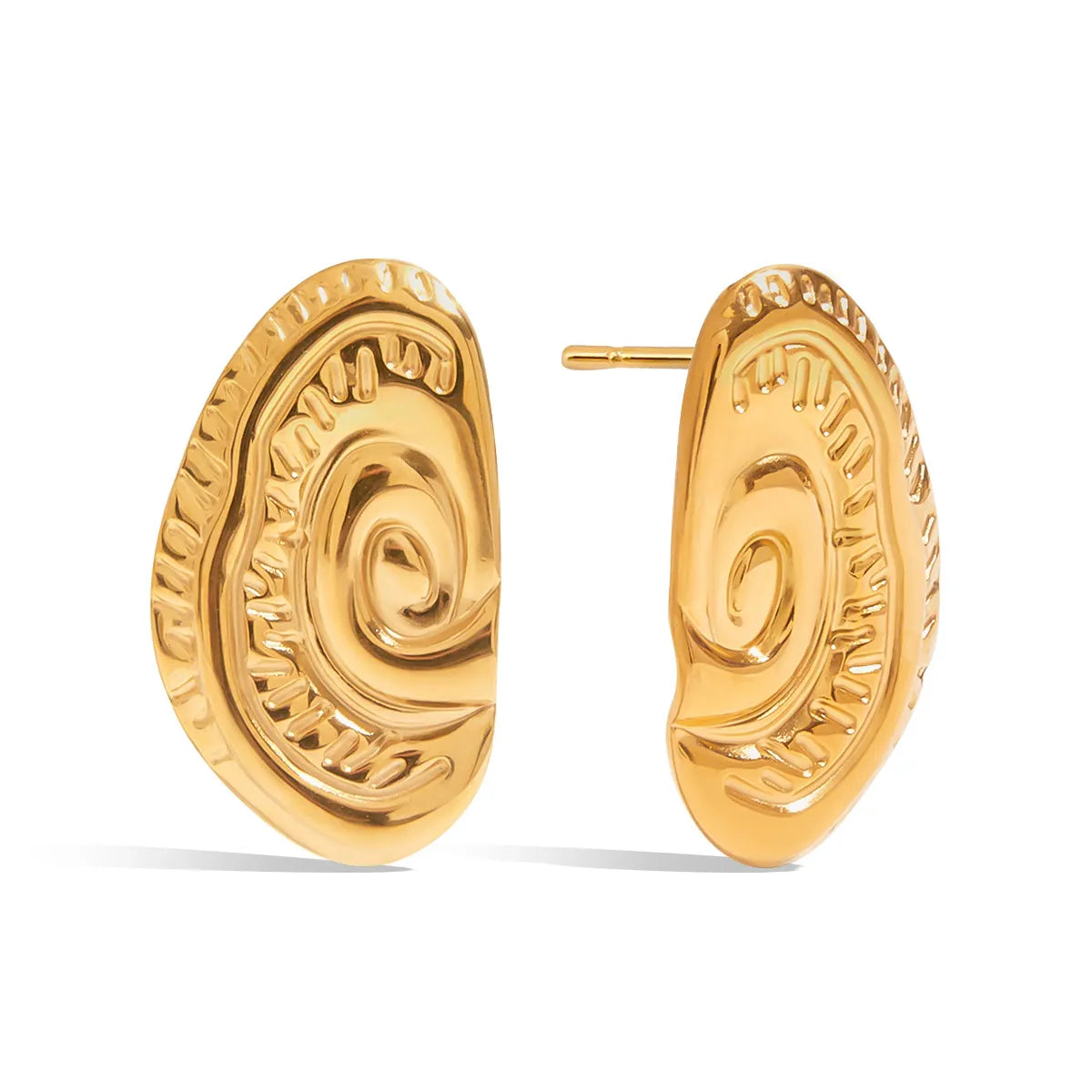 18K Gold-Plated Spiral Gold Stud Earrings OutfitFlow