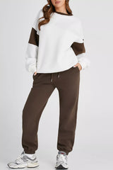 Drop Shoulder Loose Sweatshirt and Joggers Active Set OutfitFlow