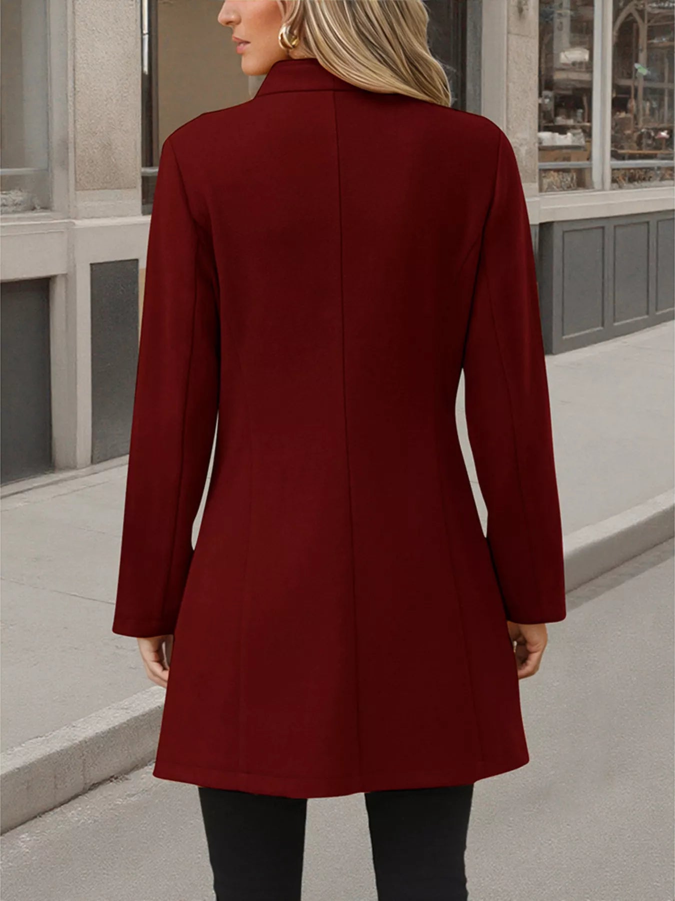 Button Up Long Sleeve Coat Trendsi