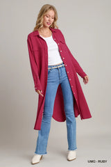 Umgee Cotton Gauze Button Down Shirt Dress Trendsi
