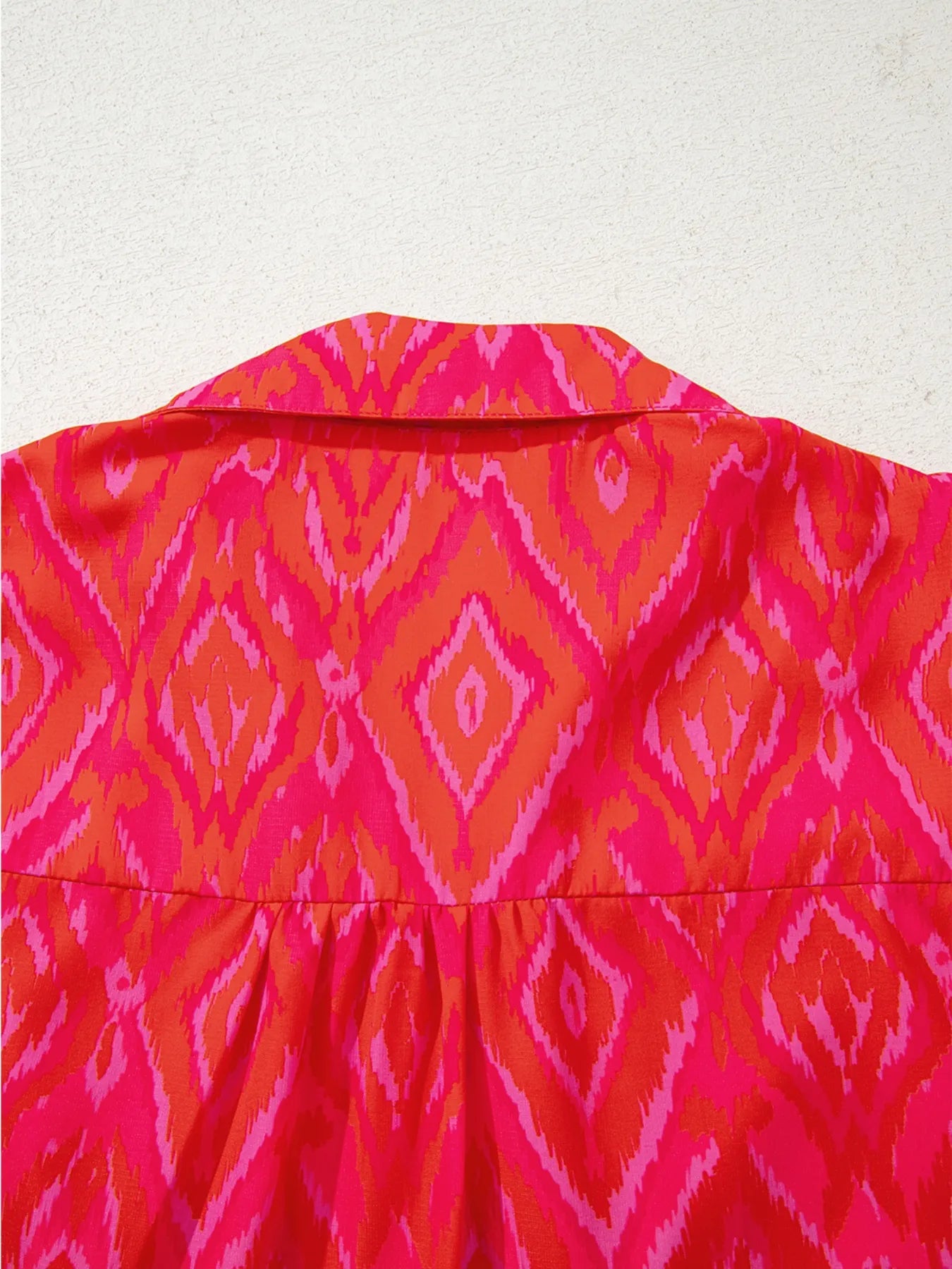 Diamond Print Flounce Sleeve Shirt OutfitFlow