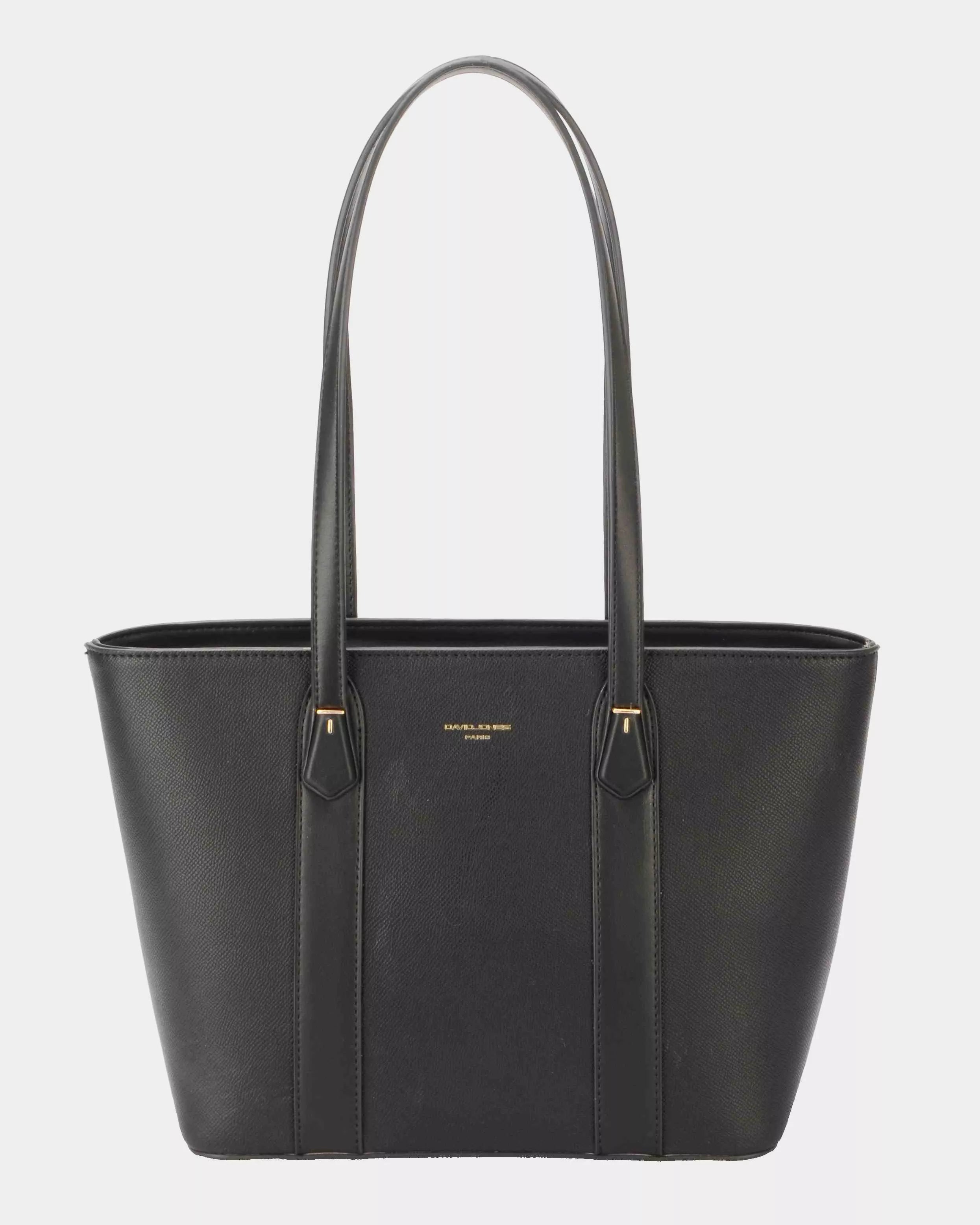 David Jones Leather Tote Bag with Gold Hardware BLACK One Size Trendsi