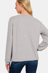 Outfit Flow - Zenana Hacci Round Neck Long Sleeve T-Shirt